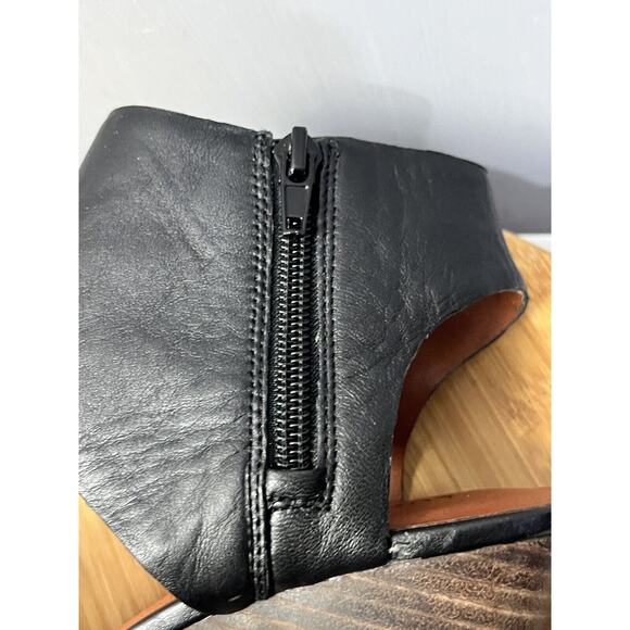 Lucky Brand Raisza Wedge Sandals Womens size 7 Leather Ankle Strap Black - Picture 7 of 7